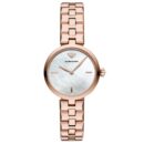 Emporio Armani Ladies Gianni T-Bar Rose Gold Watch - AR11206